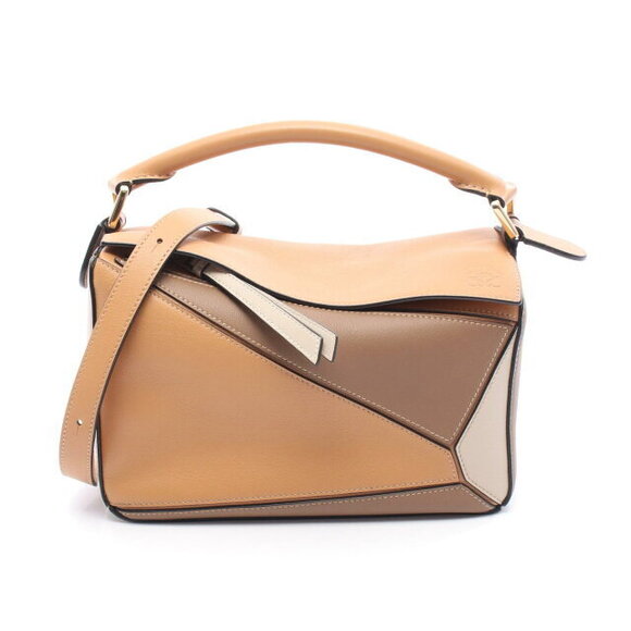 Loewe Handbags - LOEWE PUZZLE BAG leather handbag brown beige